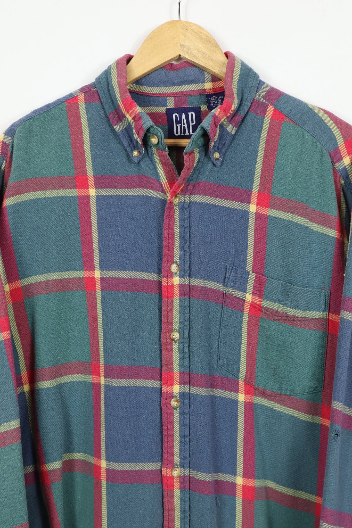 Vintage 90's GAP Green Plaid Button-Down Shirt