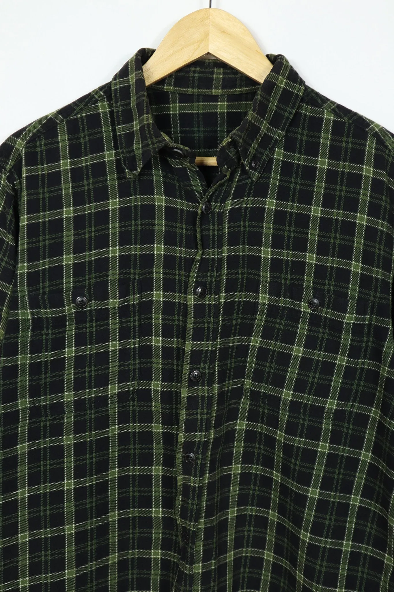 Vintage Black Plaid Button-Down Shirt