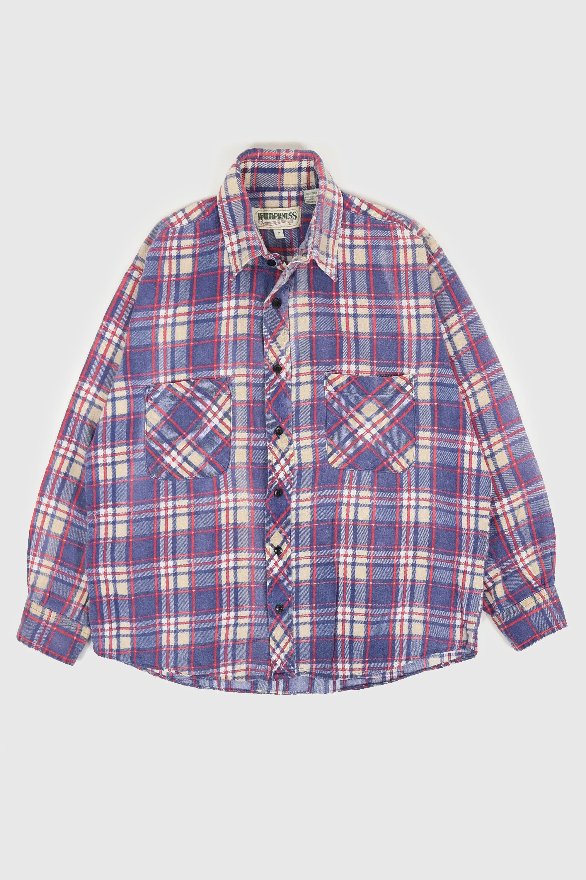 Vintage Faded Lightweight Plaid Button-Down Shirt