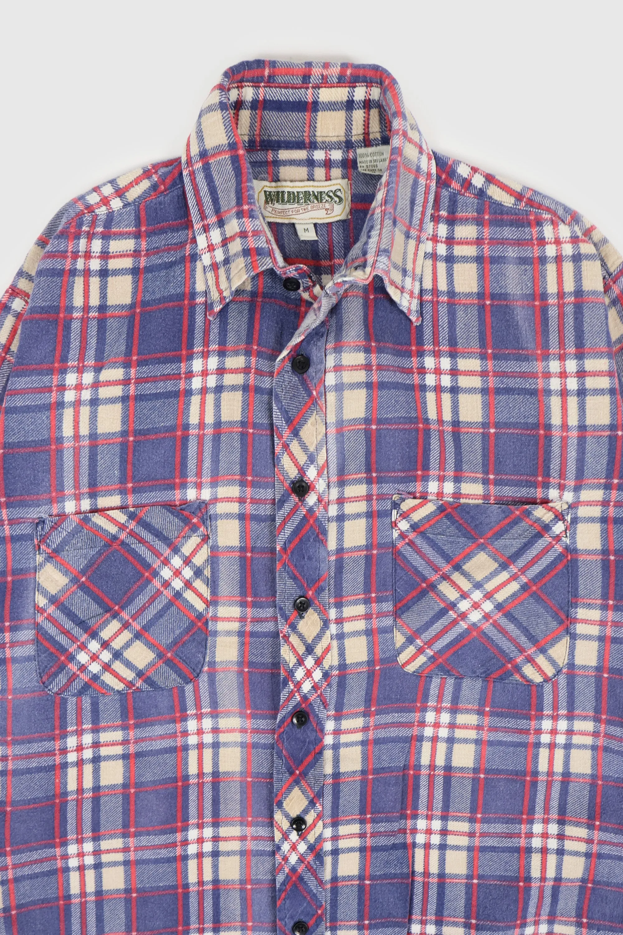 Vintage Faded Lightweight Plaid Button-Down Shirt