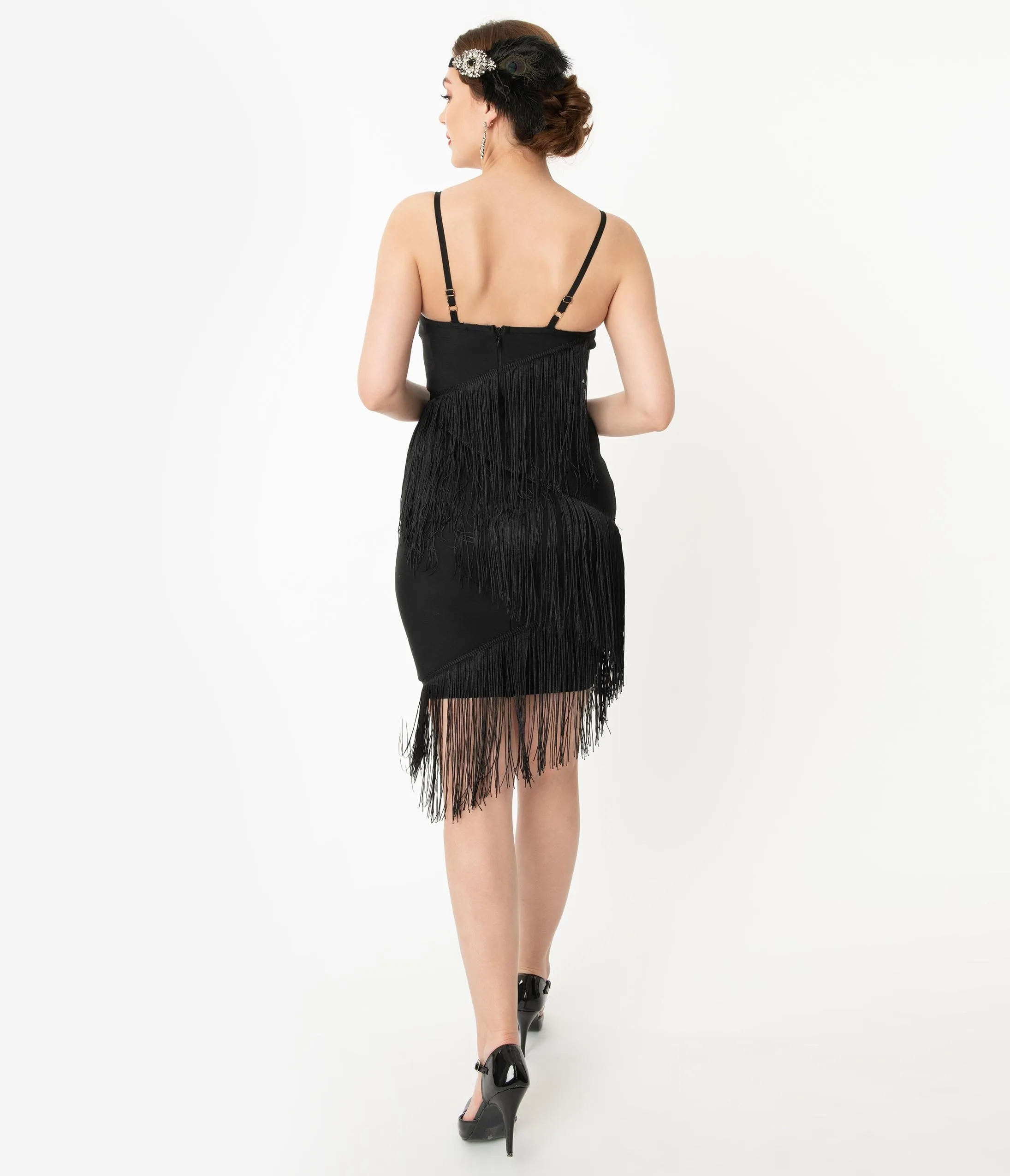 Vintage Style Black Bandage Fringe Flapper Dress