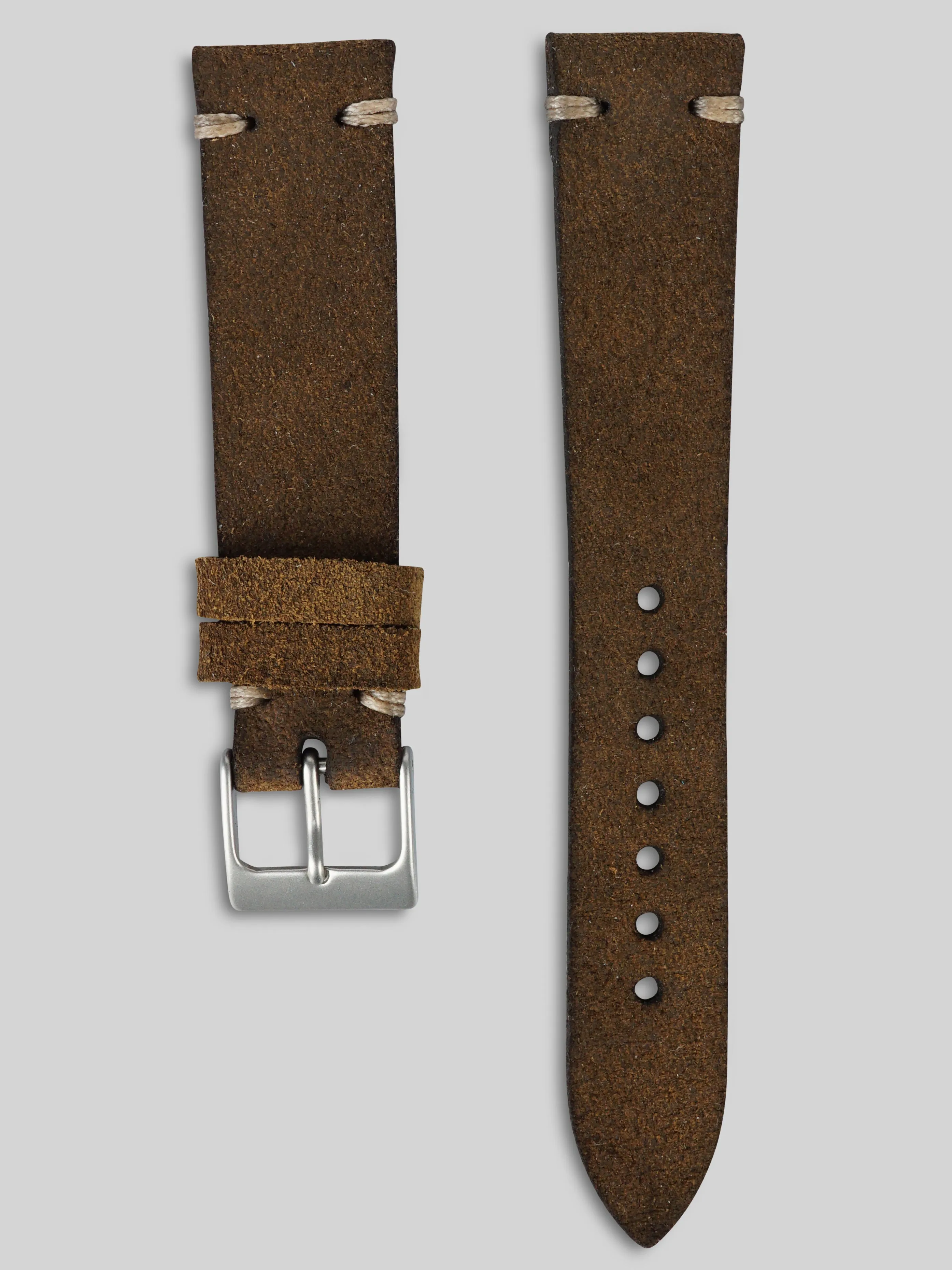 Vintage Style Suede Watch Strap - Brown