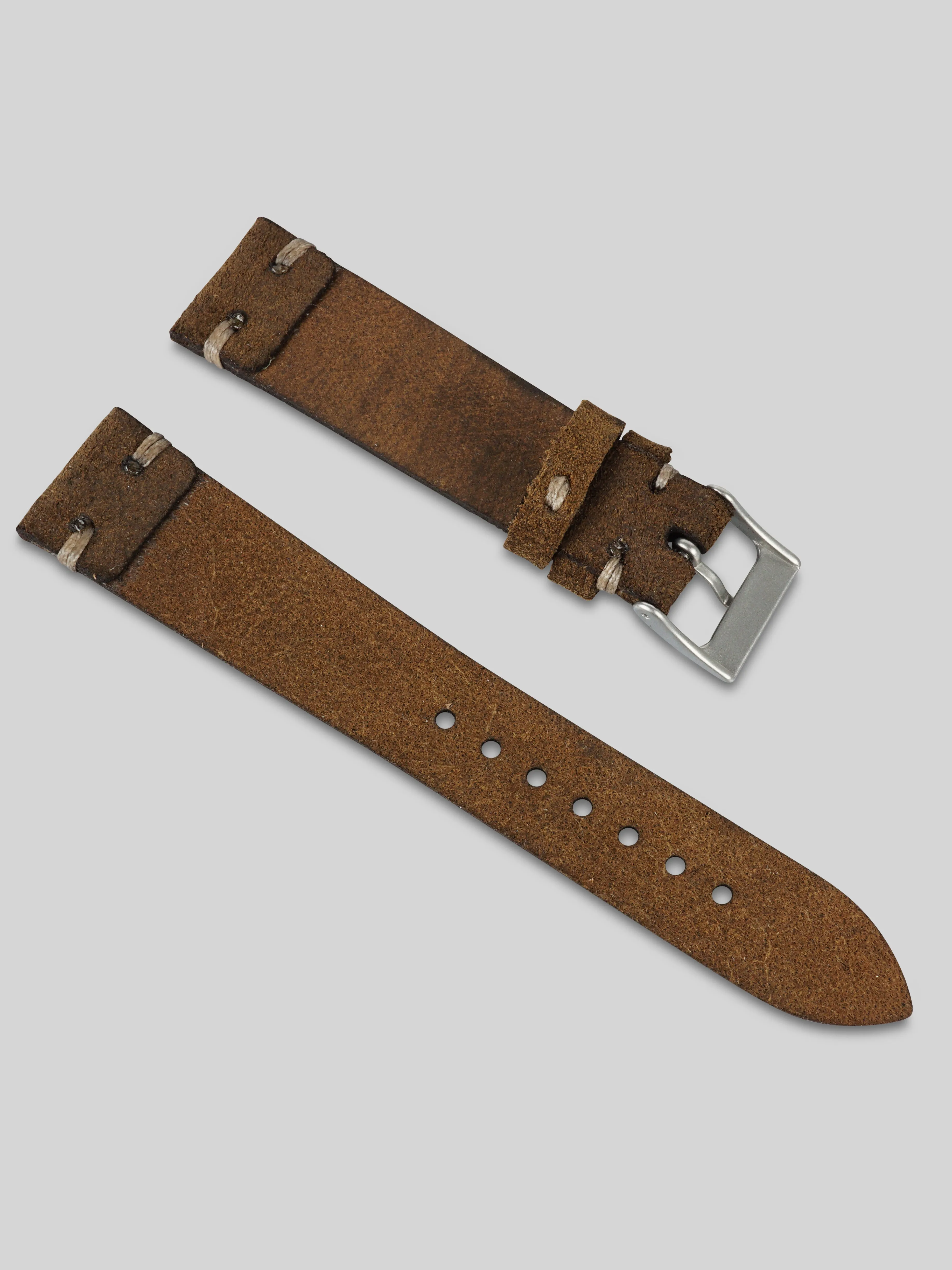 Vintage Style Suede Watch Strap - Brown