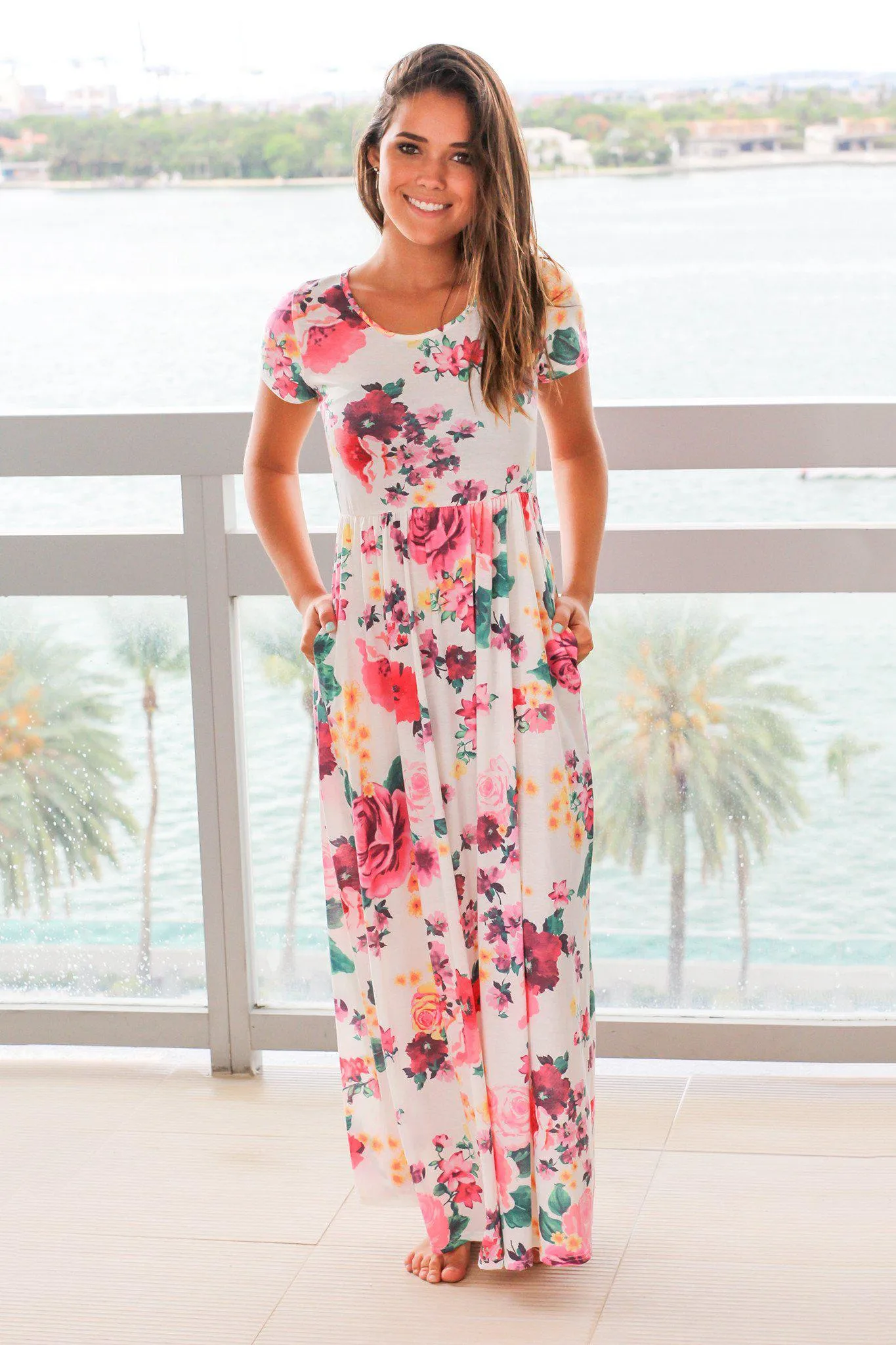 White Floral Maxi Dress