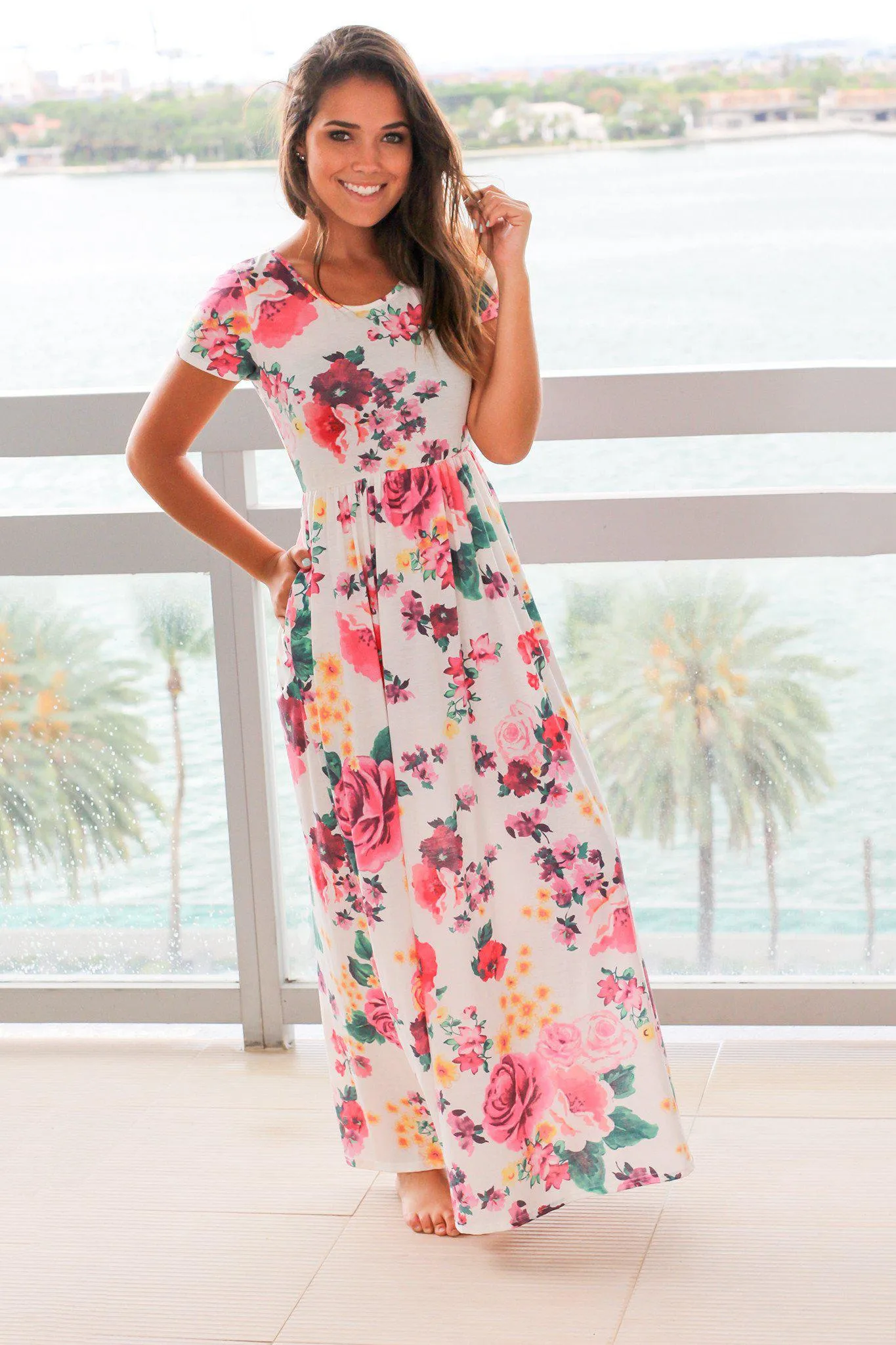 White Floral Maxi Dress