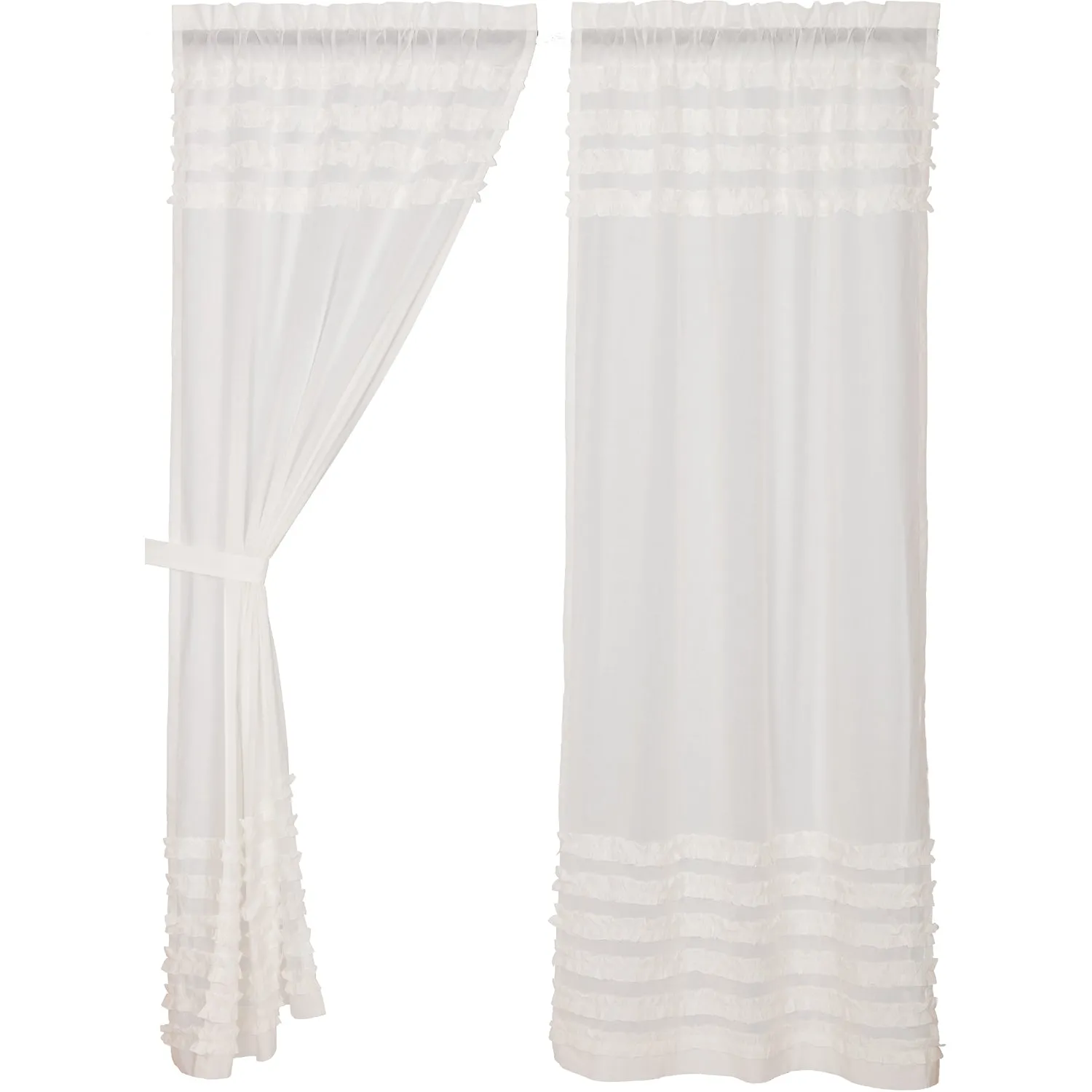 White Ruffled Sheer Petticoat Panel Set of 2