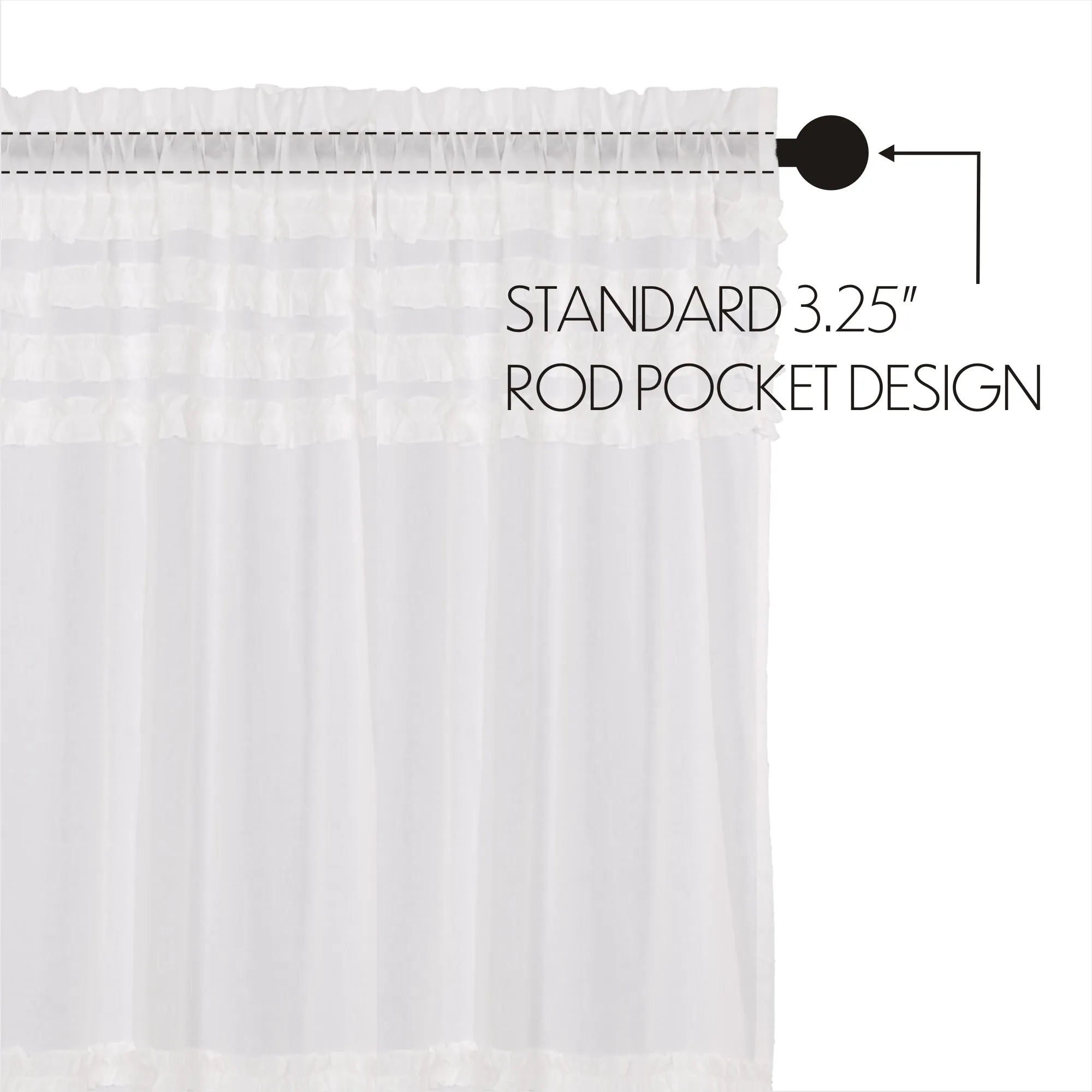 White Ruffled Sheer Petticoat Panel Set of 2