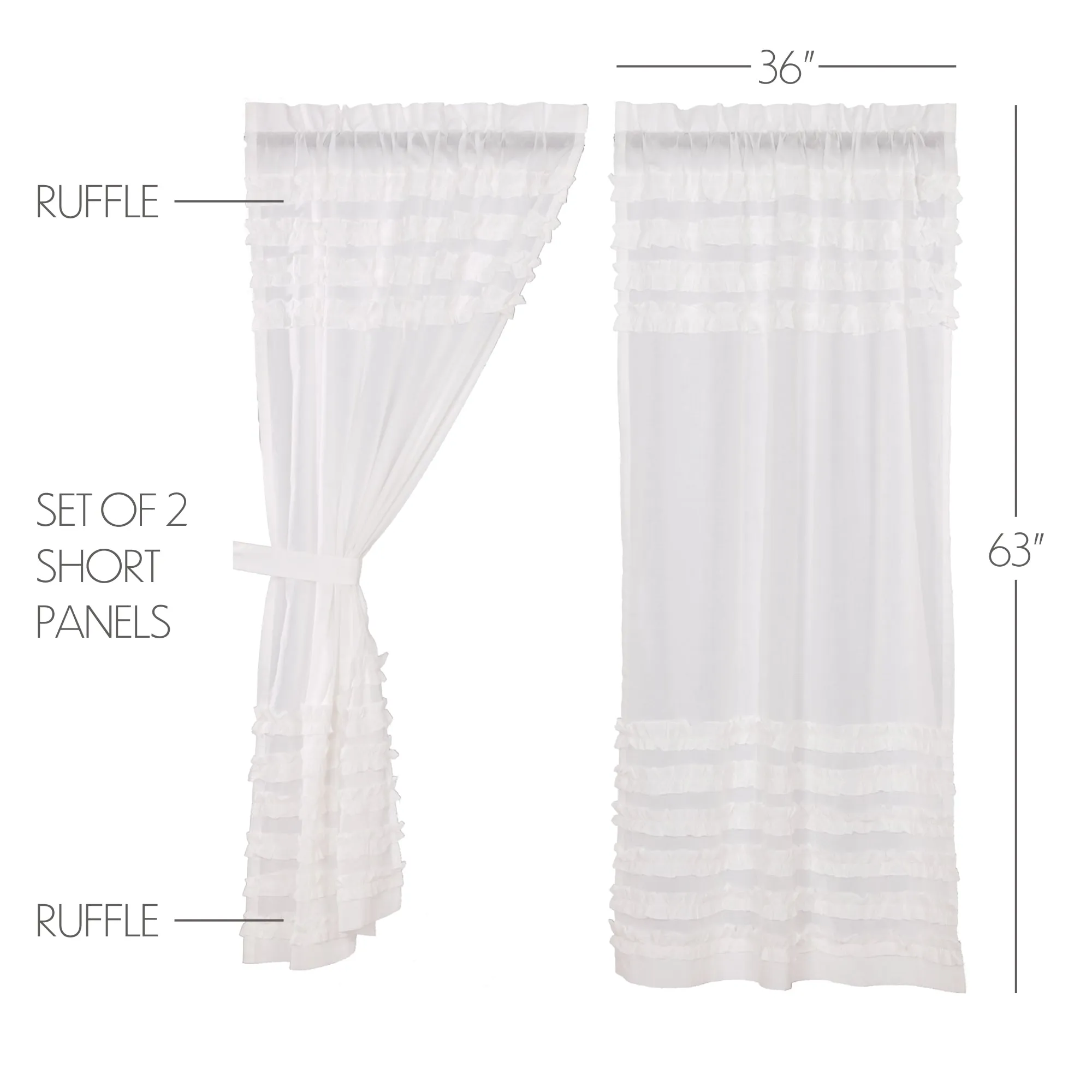 White Ruffled Sheer Petticoat Panel Set of 2