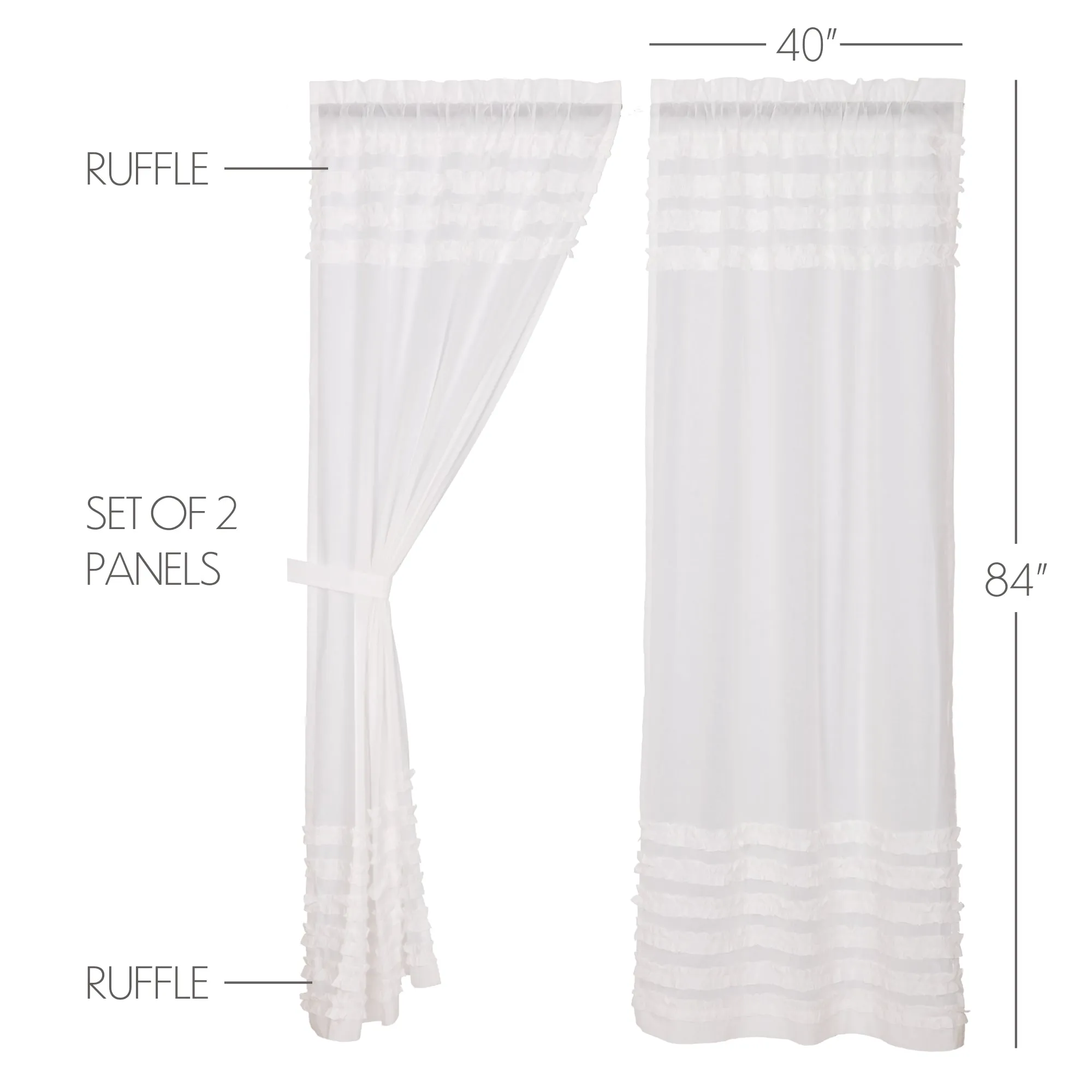 White Ruffled Sheer Petticoat Panel Set of 2