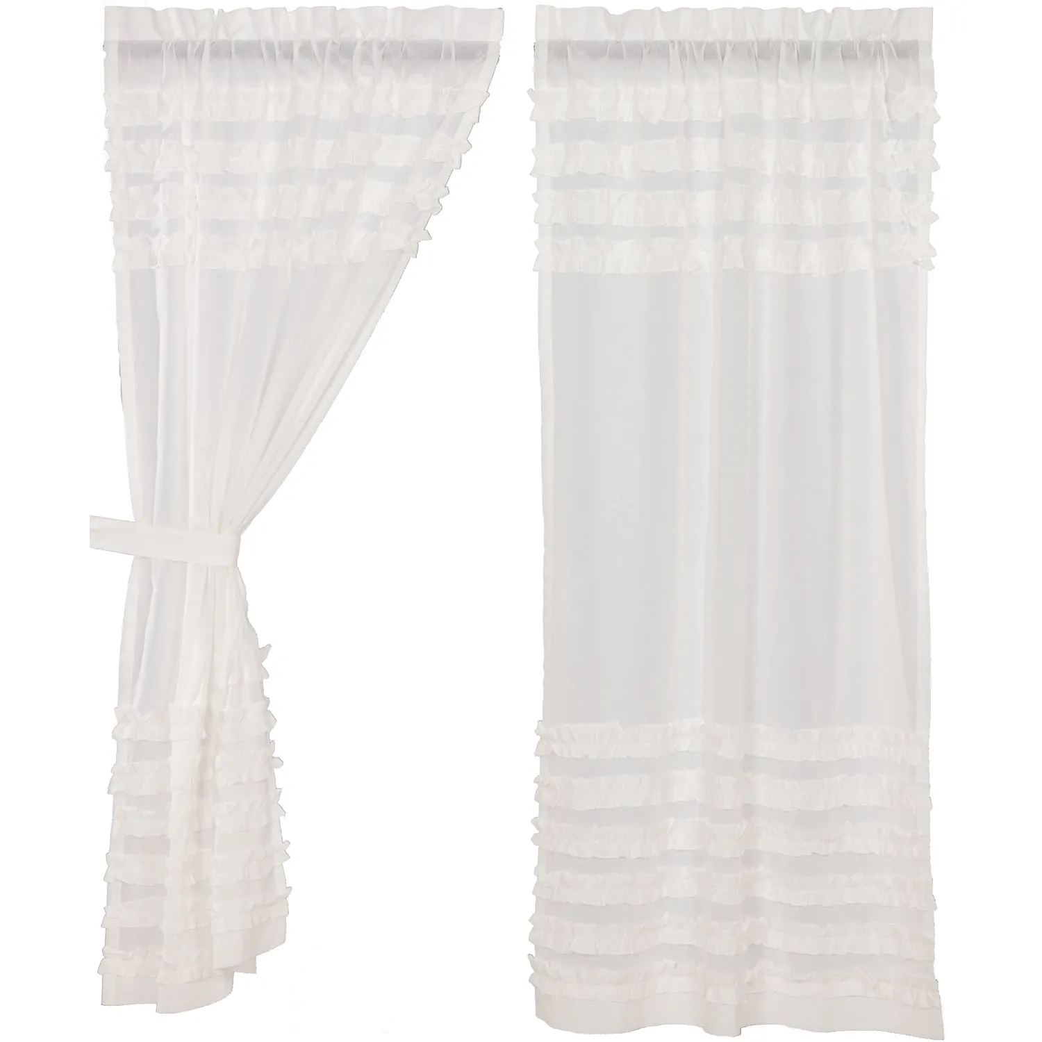 White Ruffled Sheer Petticoat Panel Set of 2