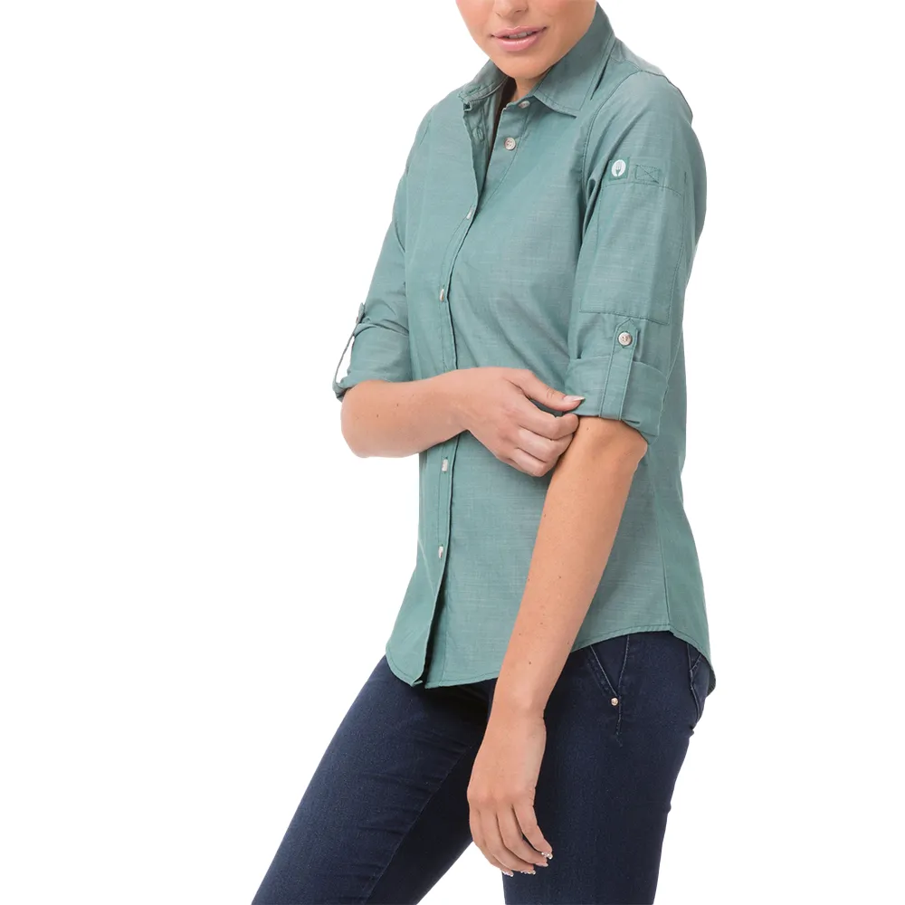 WOMEN CHAMBRAY SHIRT - Green Mist